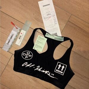 Off-White Black and White Logo Sports Bra